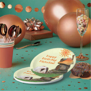 Prato De Papel Casa do cogumelo da cobaia do feliz aniversario do