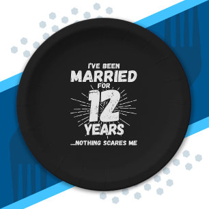 Prato De Papel Casais Casados 12 Anos - 12 Engraçado Aniversári