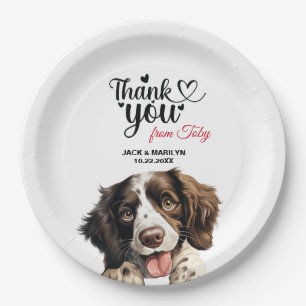 Prato De Papel Casal de English Springer Spaniel Agradece o Casam