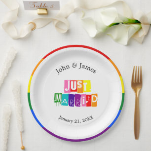 Prato De Papel Casal Gay recem casados LGBTQ