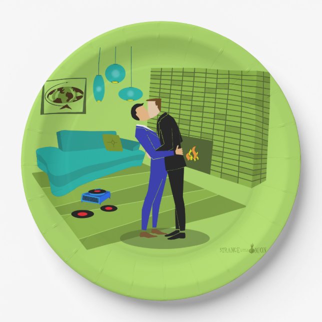 Prato De Papel Casal retrô apaixonado (Frente)