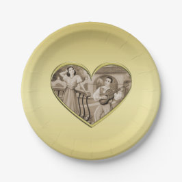 Prato De Papel Casal Vintage Romance, homem e mulher, ouro