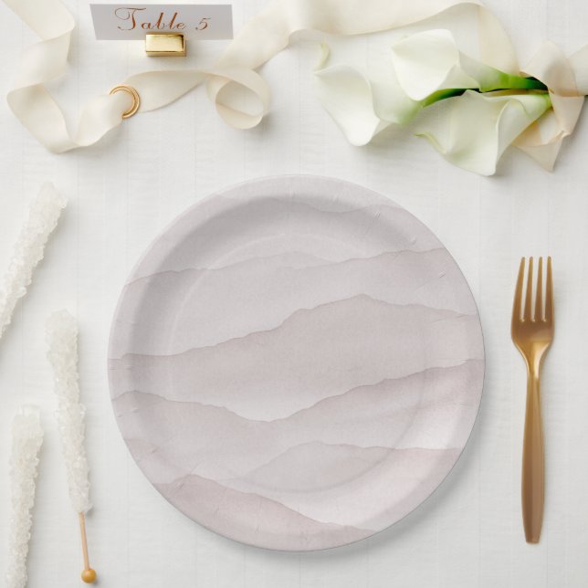 Prato De Papel casamento abstrato poeirento rosa (Casamento)