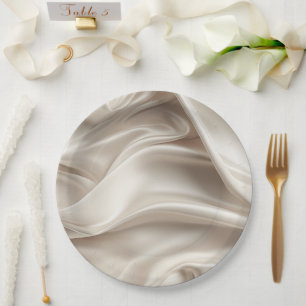Prato De Papel Casamento bonito de Satin Romântico com Faux Doura