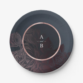 Prato De Papel Casamento botânico de rosa de luxo