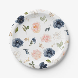 Prato De Papel Casamento Botânico Rosa Rosa Rosa marinho Azul Esc