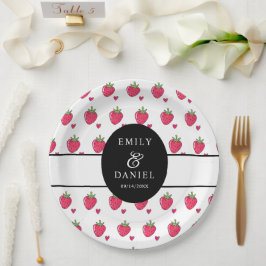 Prato De Papel Casamento Caprichoso de Morango Rosa
