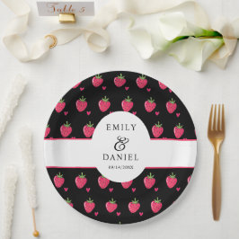 Prato De Papel Casamento Caprichoso de Morango Rosa