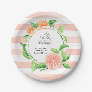 Prato De Papel Casamento Celebração Rosa Tinta-Rosa Citrus Orange