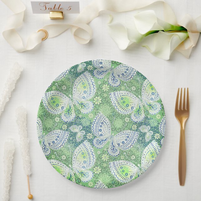 Prato De Papel Casamento/chá de borboletas de papel (Casamento)