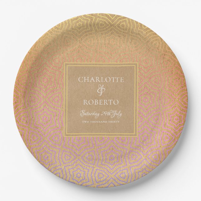 Prato De Papel Casamento Chic no Deserto de Marrocos (Frente)