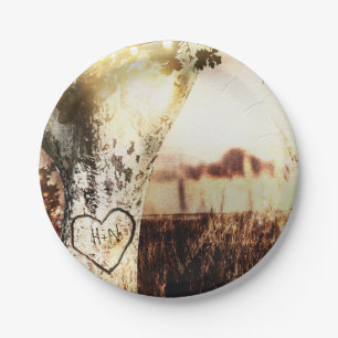 Prato De Papel Casamento cinzelado rústico do país das luzes da