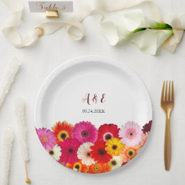 Prato De Papel Casamento Colorido Daisy Florals