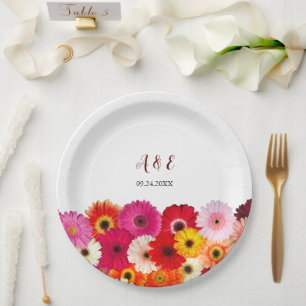 Prato De Papel Casamento Colorido Daisy Florals