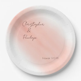 Prato De Papel Casamento com Aquarela de Blush de Caligrafia Mini