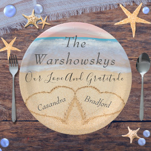 Prato De Papel Casamento com Areia Rosa Blush 2 Heart Sand Weddin