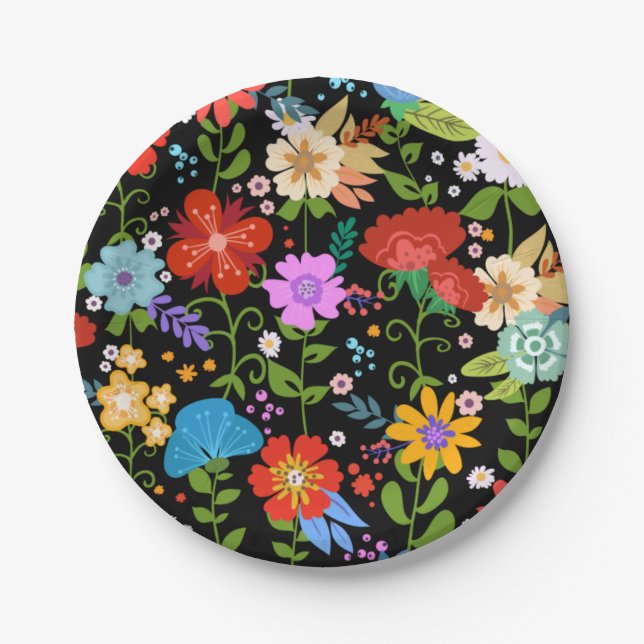 Prato De Papel Casamento com Arte Folclórica Mexicana (Frente)