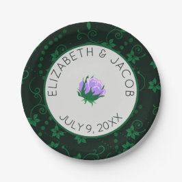 Prato De Papel Casamento com Camellia Lavanda Elegante