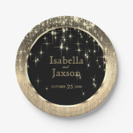 Prato De Papel Casamento com estrelas Douradas e pretas