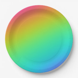 Prato De Papel Casamento com Gradiente Bright Rainbow