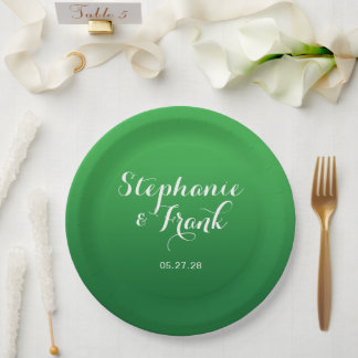 Prato De Papel Casamento com Gradiente de Verde Kelly para Verde 