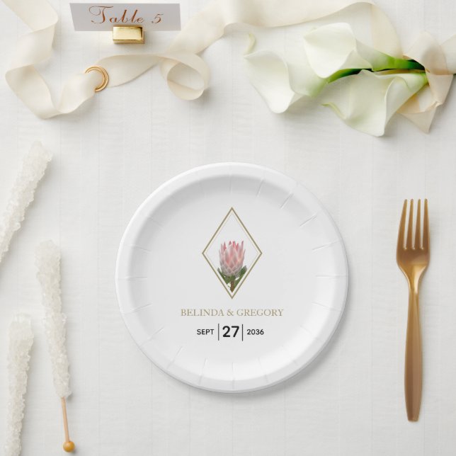 Prato De Papel Casamento com Protea Rei Rústica  (Casamento)