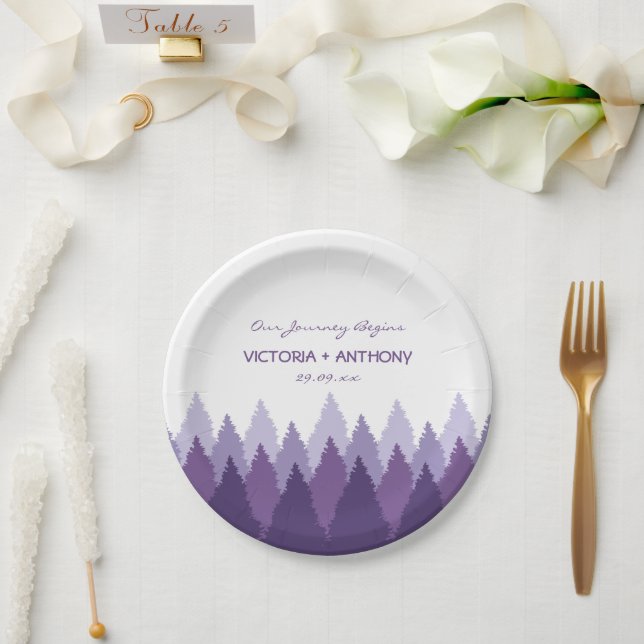 Prato De Papel Casamento com Púrpura Floresta (Casamento)