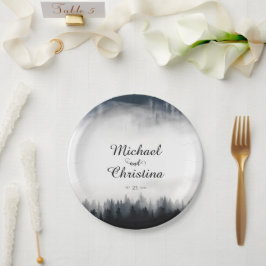 Prato De Papel Casamento com vegetação nebulosa mínima