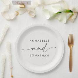 Prato De Papel Casamento contemporâneo minimal preto creme modern