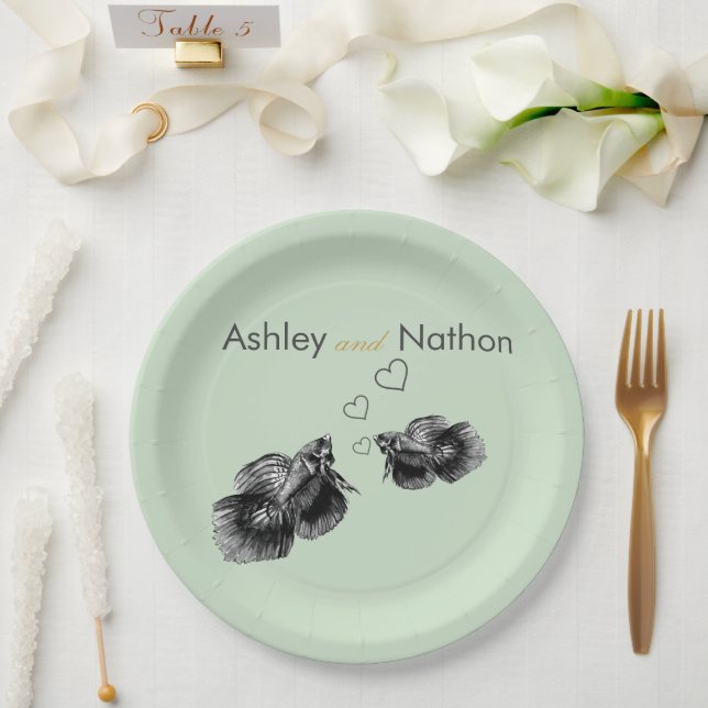 Prato De Papel Casamento Costeiro Elegante Black Sage (Casamento)