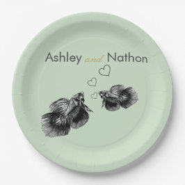 Prato De Papel Casamento Costeiro Elegante Black Sage