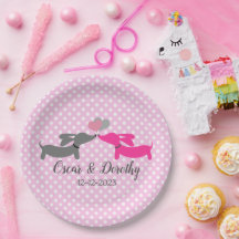 Casamento Dachshund Personalizar Doxinas Pink Beij