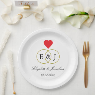 Prato De Papel Casamento de Anéis Entwinados