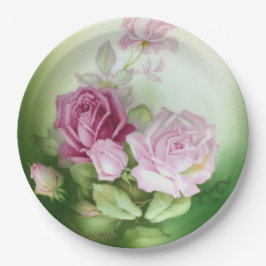 Prato De Papel Casamento de Aniversário com Rosas de Estilo Antiq