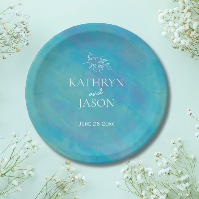Prato De Papel Casamento de Aqua Blue Ocean (Criador carregado)