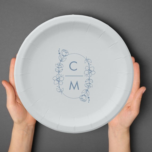 Prato De Papel Casamento de Arca Boêmia de Dusty Blue (Criador carregado)