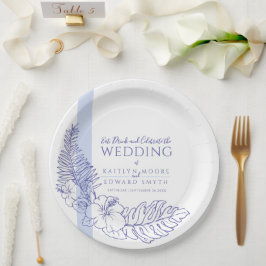 Prato De Papel Casamento de arte de linhagem de botânica tropical