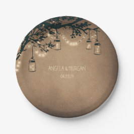 Prato De Papel Casamento de Árvore Rustic Mason Jar Lights