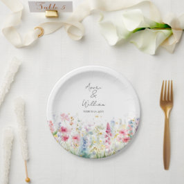 Prato De Papel Casamento de Boho Moderno com Aquarela de Flor de 
