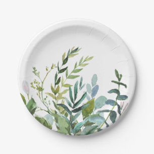 Prato De Papel Casamento de Buquê Greenery Summer