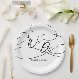 Prato De Papel Casamento de Caligrafia com Rico mínimo "Nós fazem
