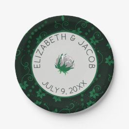 Prato De Papel Casamento de Camellia Branca Elegante