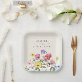 Prato De Papel Casamento de Campo de Flor Chic Floral Rustic Chic