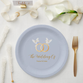 Prato De Papel Casamento de Casal Azul de Boca Simples ADELLE