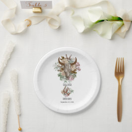 Prato De Papel Casamento de caveira de vovó de boho