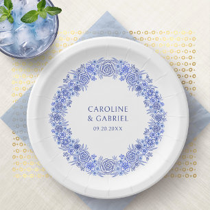 Prato De Papel Casamento de Chinoiserie Blue French