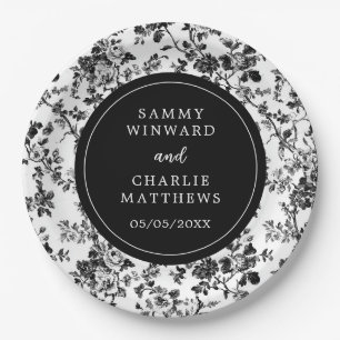 Prato De Papel Casamento de Chinoiserie Preto