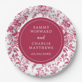 Prato De Papel Casamento de Chinoiserie Rosa Antiquado