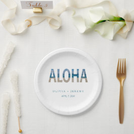Prato De Papel Casamento de Destino de Praia Aloha Hawaii