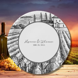 Prato De Papel Casamento de Destino em Vinícola de Vinhedo Rústic